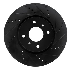 Nissan Sentra Brake Rotor (1) - Front Right - R1 Concepts - Drilled & Slotted - Black - `04-`06